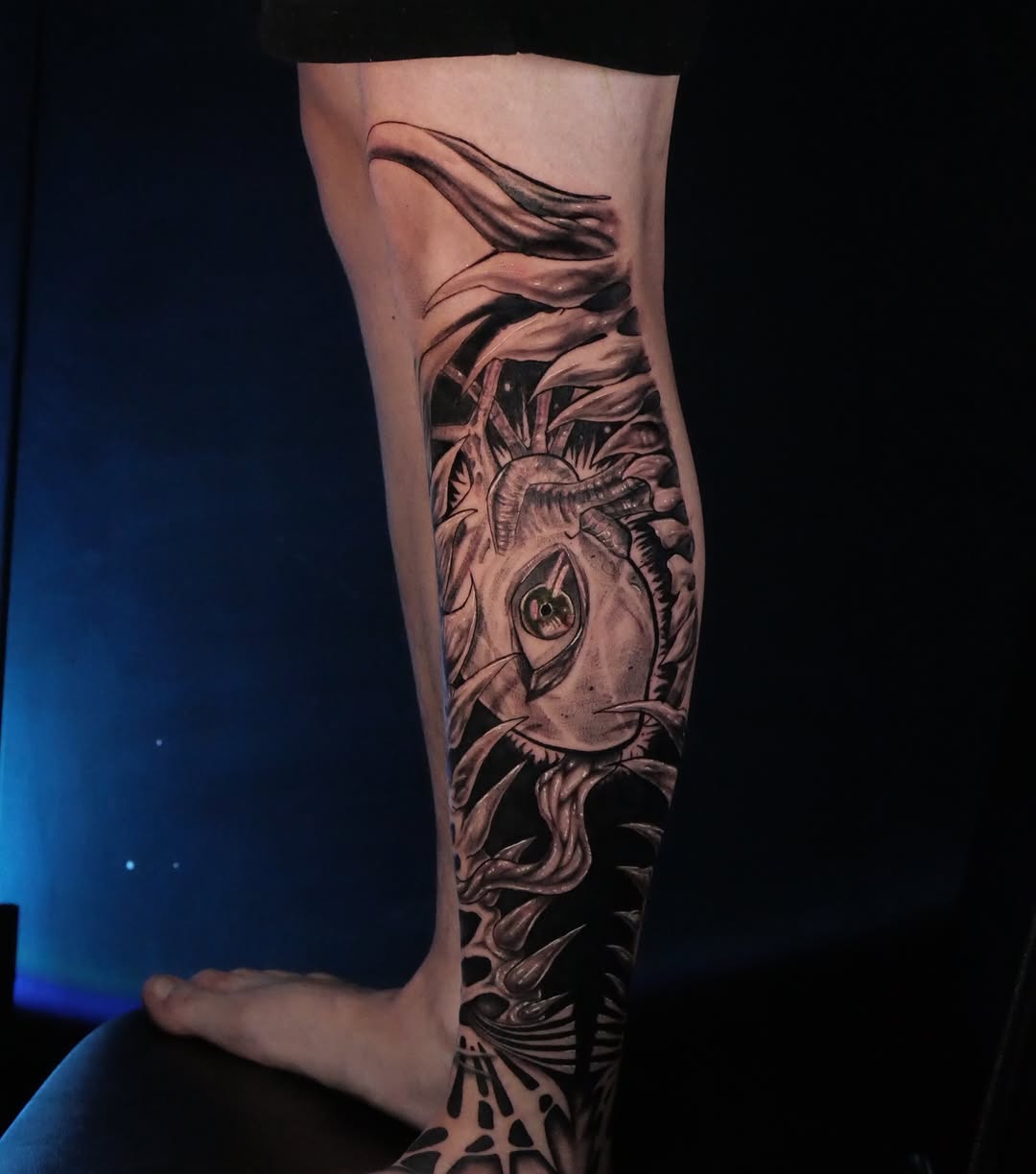 Tattoo by @eclipsedscarletart — black_and_grey