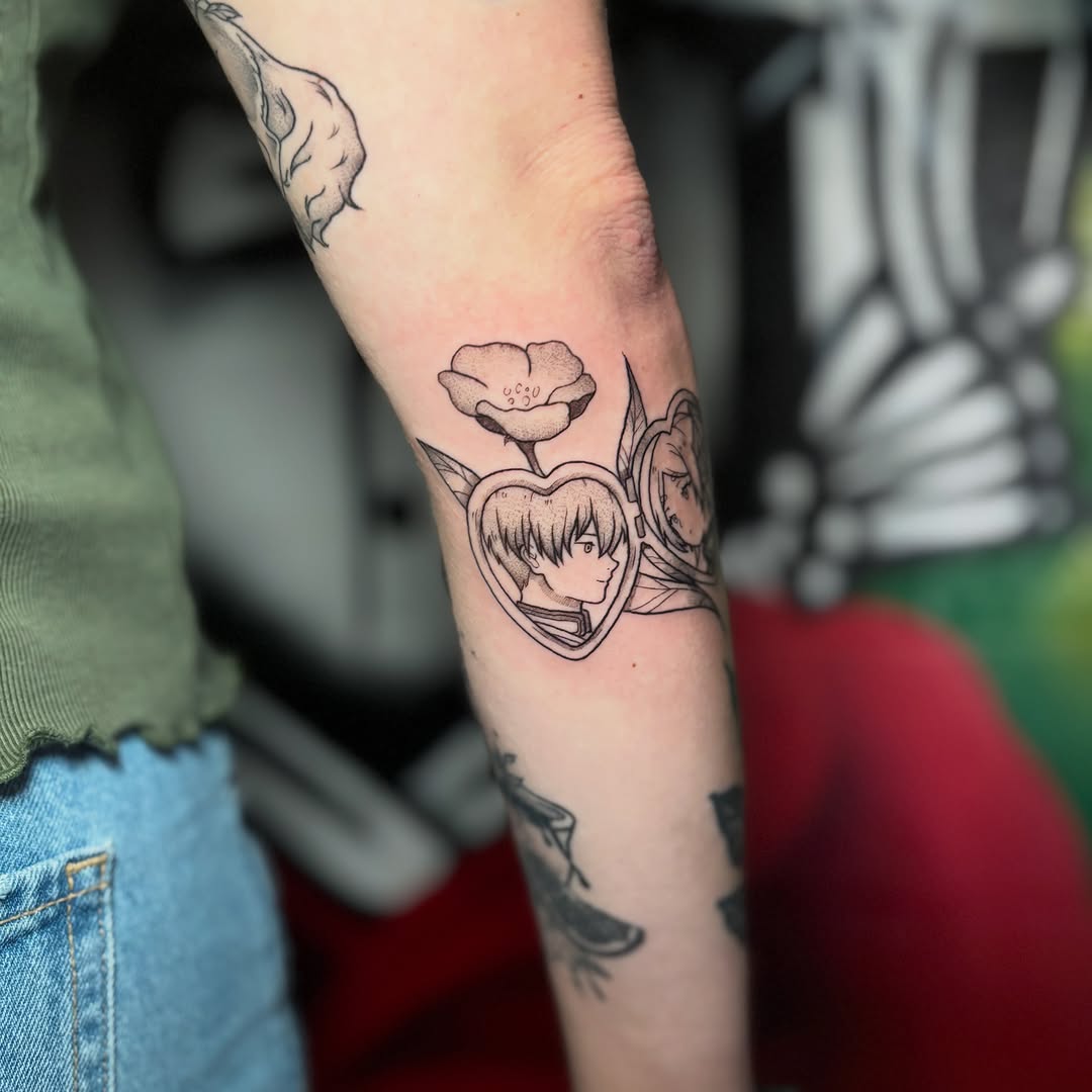 Tattoo by @5am.x.tattoos — anime, fine_line