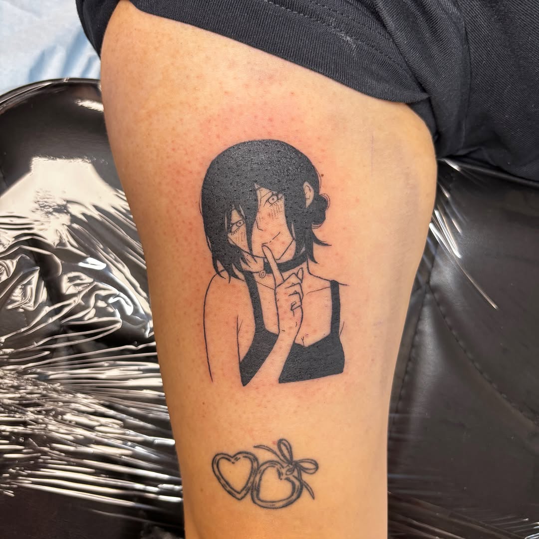 Tattoo by @5am.x.tattoos — anime, fine_line