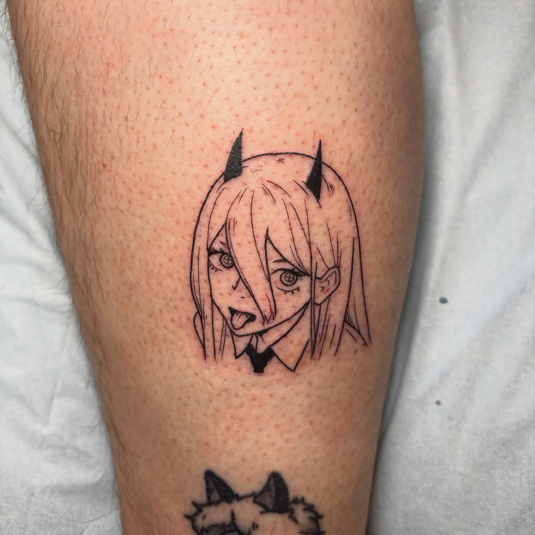 Tattoo by @5am.x.tattoos — anime, fine_line