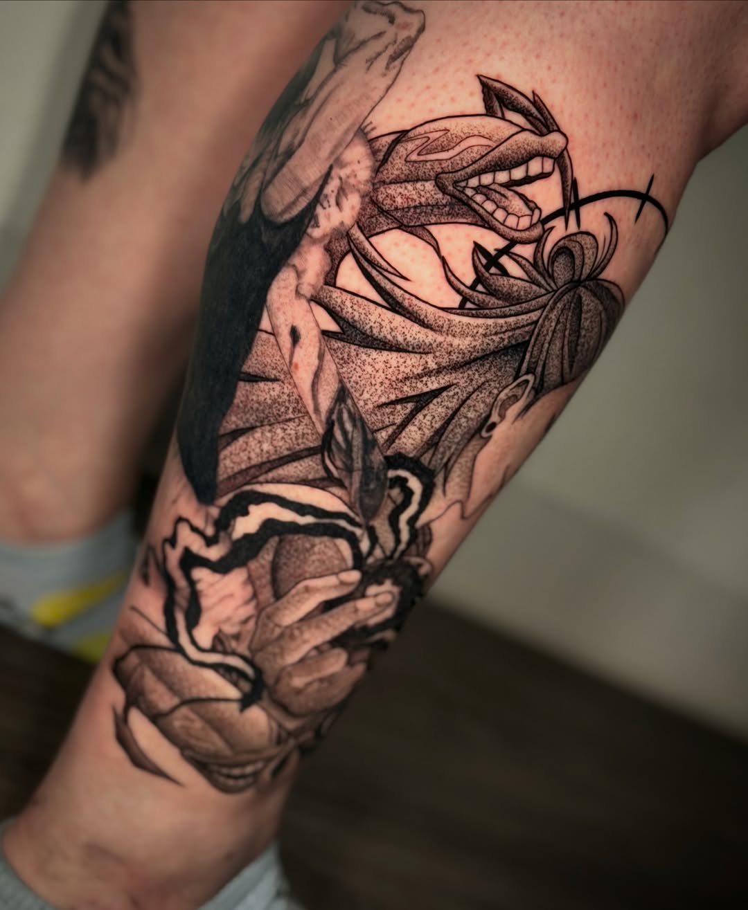 Tattoo by @nandojaa_ink — illustrative, black_and_grey