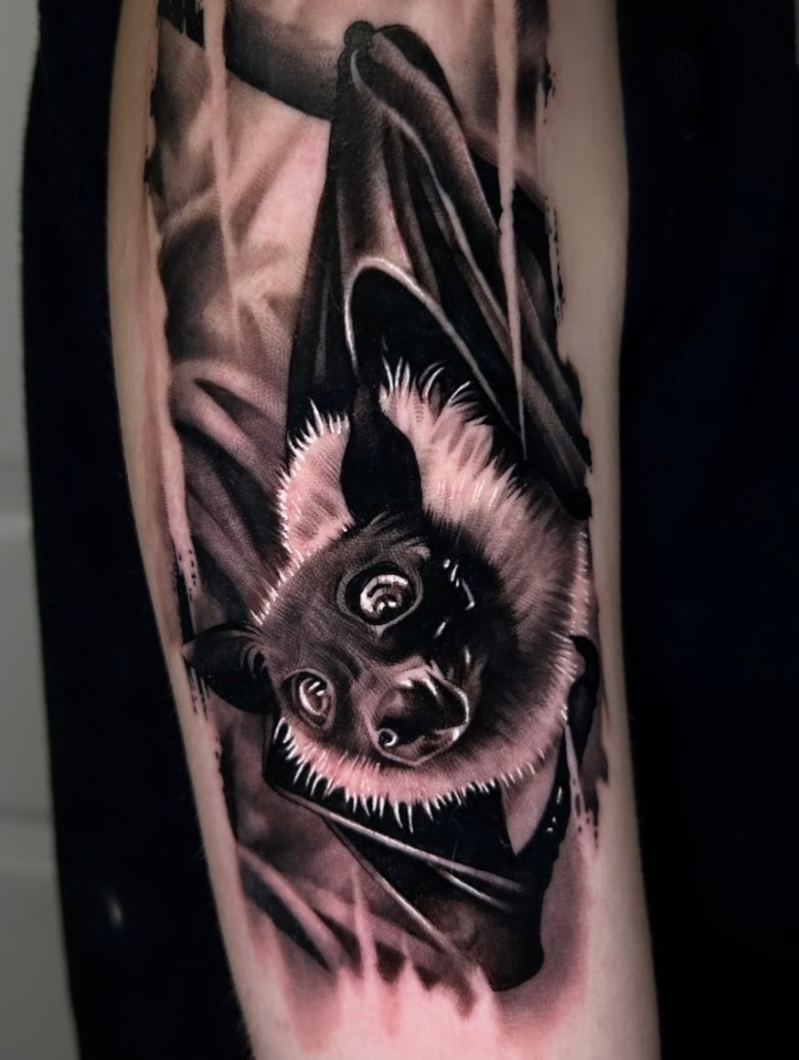 Tattoo by @cxrsmeiertattoos — realism, black_and_grey