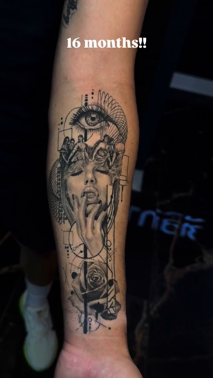 Tattoo by @grimlayertattoo — black_and_grey, realism