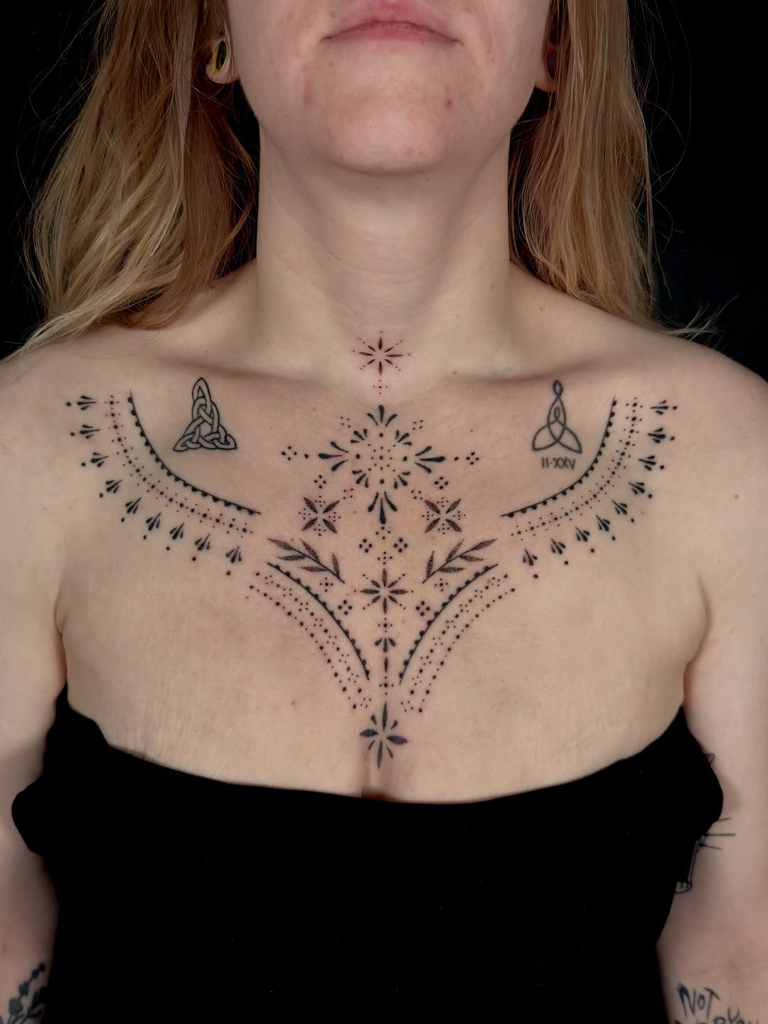 Tattoo by @tenderpoke — dotwork, geometric