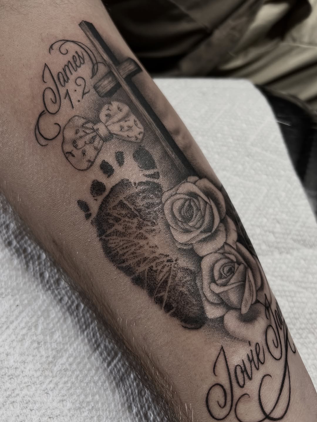 Tattoo by @hannahkaytattoos — black_and_grey, lettering_script