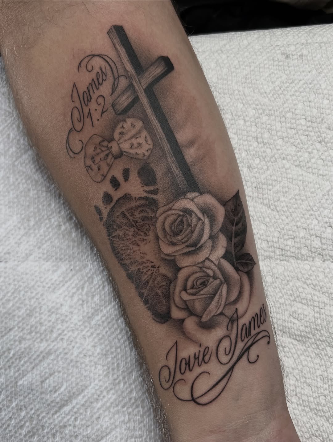 Tattoo by @hannahkaytattoos — black_and_grey, lettering_script