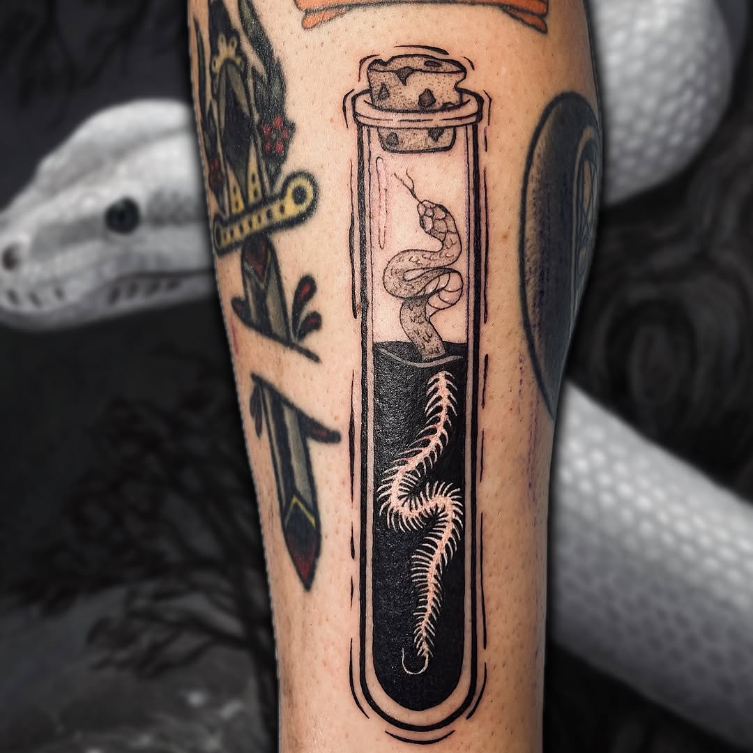 Tattoo by @theghouligan โ blackwork, black_and_grey