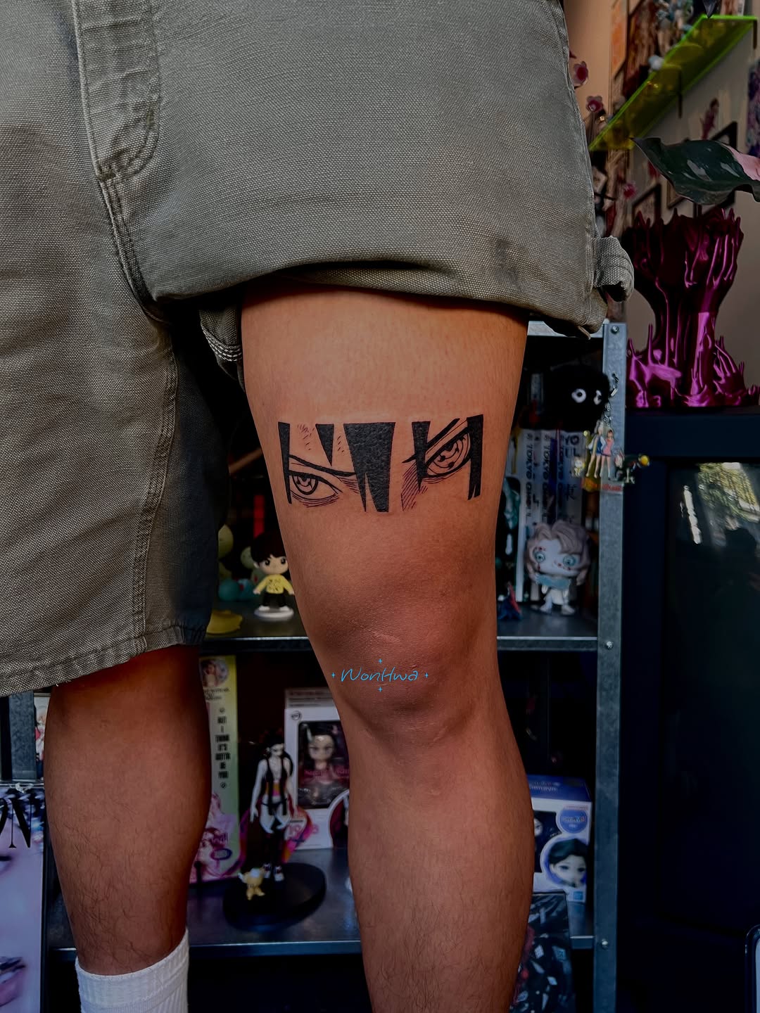 Tattoo by @wonhwa.pokes β anime, black_and_grey