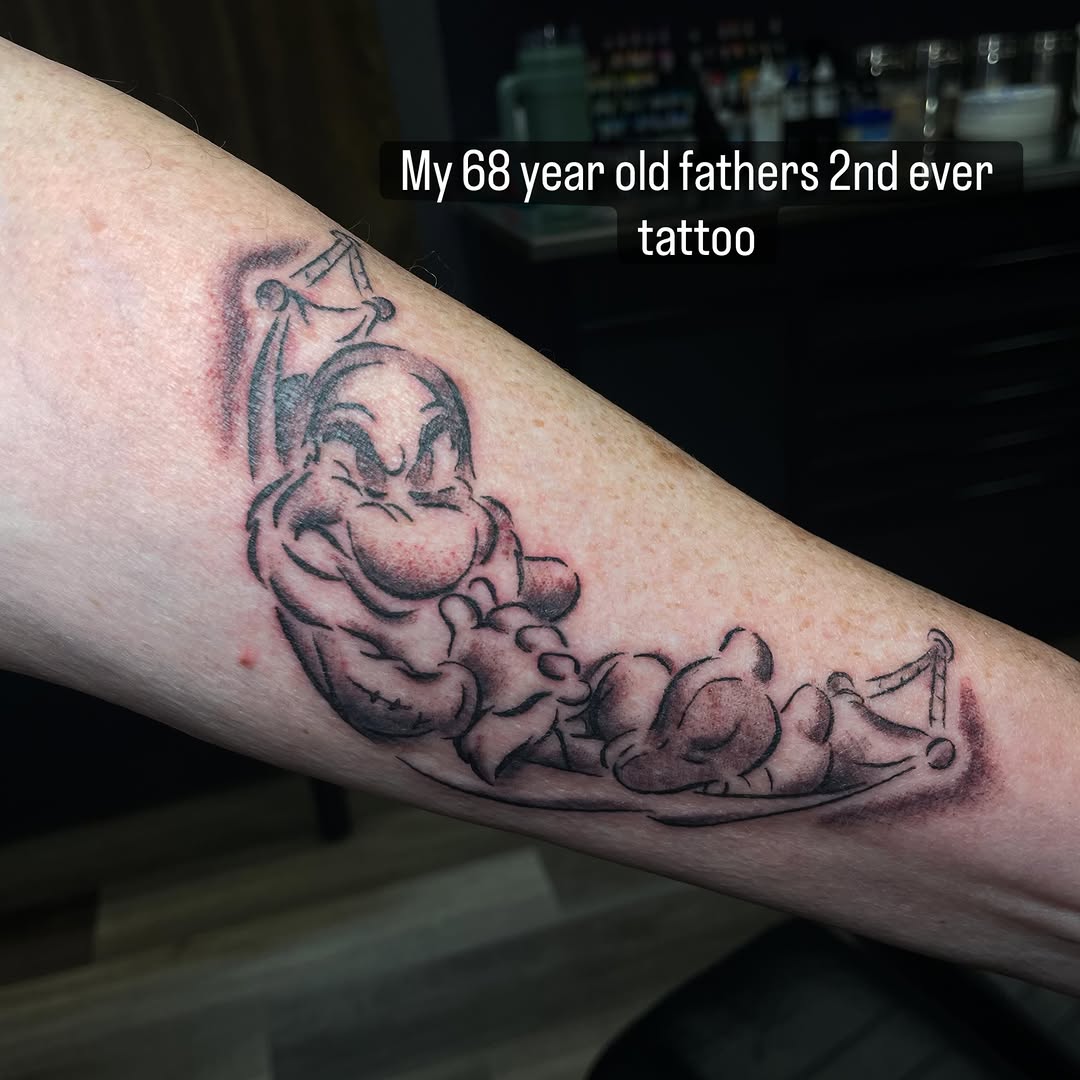 Tattoo by @chrissyungrew — black_and_grey, anime