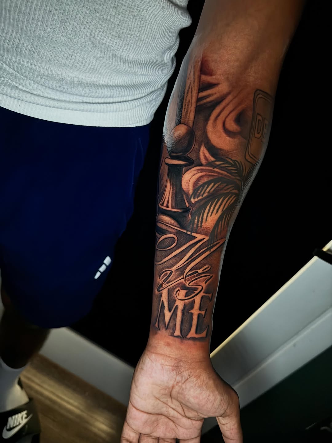 Tattoo by @cambamtattoos — black_and_grey, lettering_script