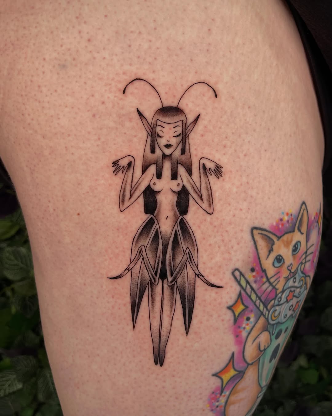 Tattoo by @pineneedlestattoo — black_and_grey, illustrative