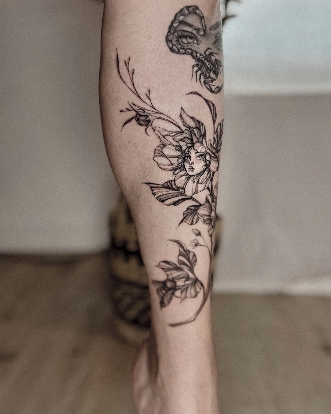 Tattoo by @yaya__ink — fine_line, black_and_grey