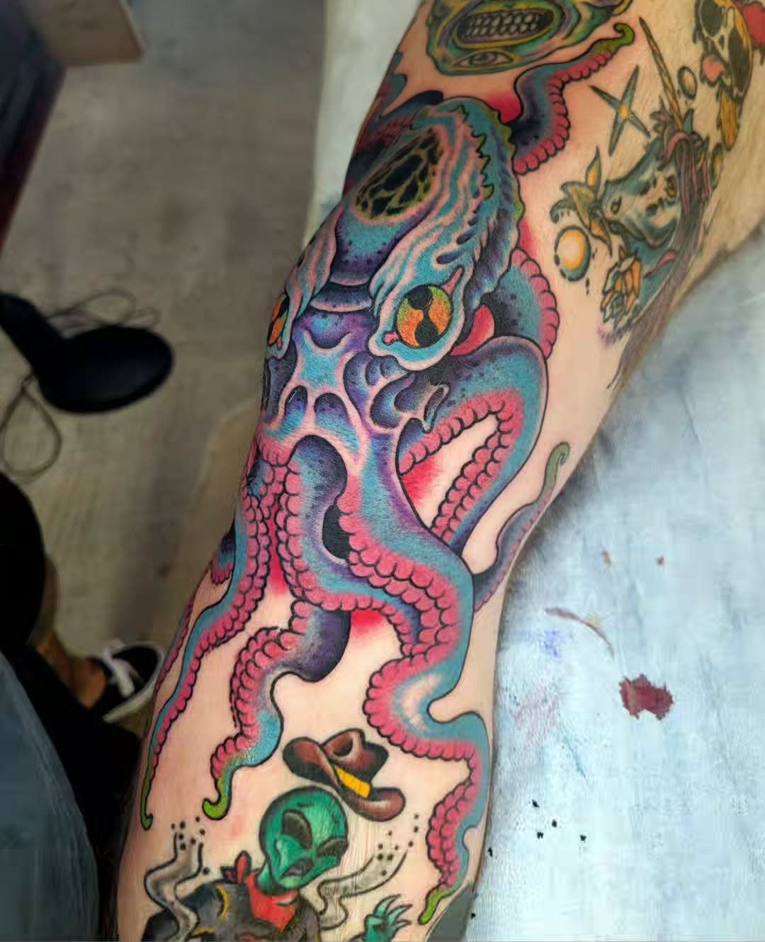 Tattoo by @jake.emery.tattoo — new_school, trash_polka