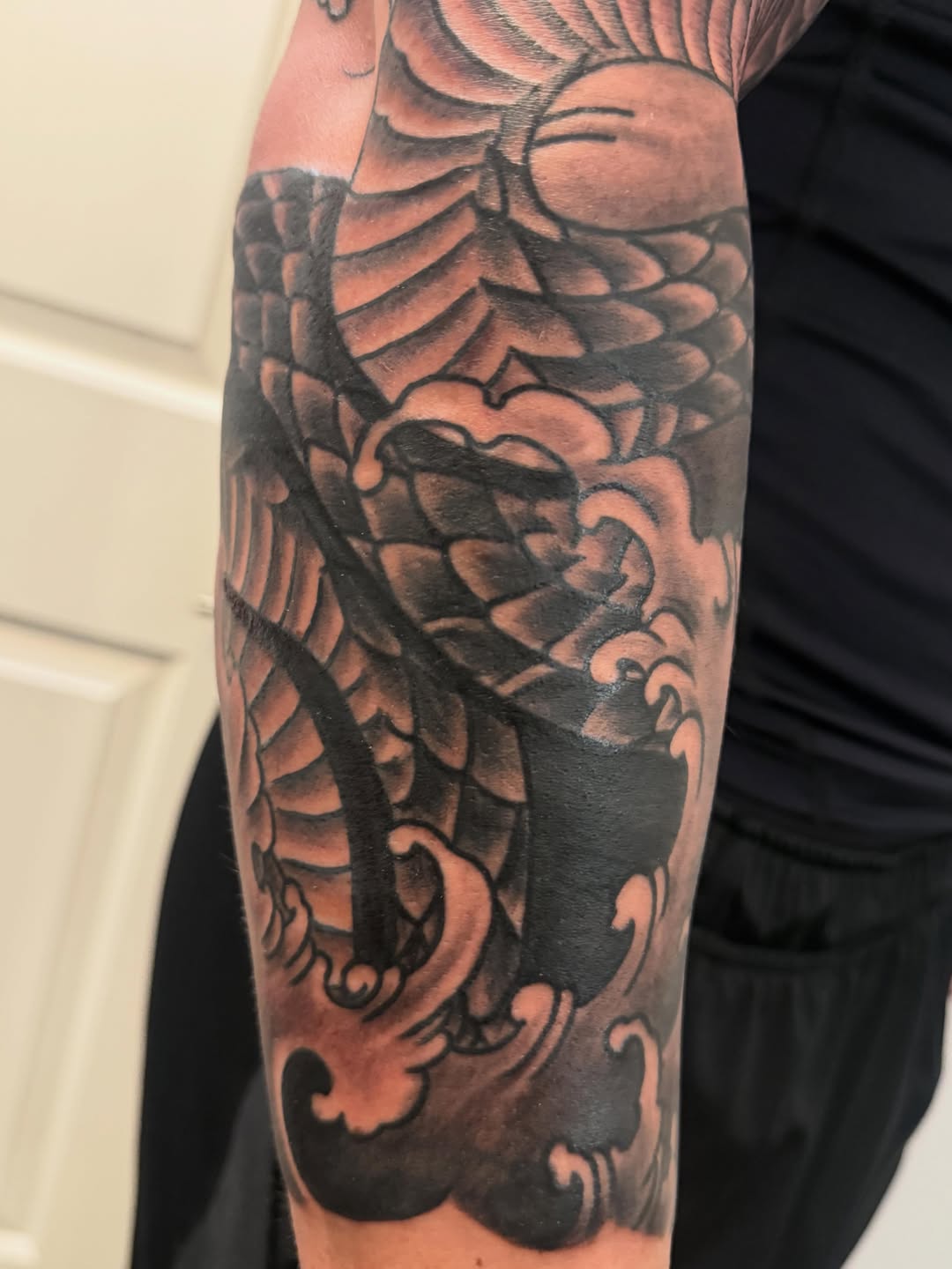 Tattoo by @randallcroleytattoo — japanese_irezumi, black_and_grey