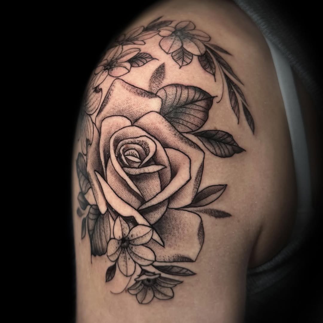 Tattoo by @kelseamccree — black_and_grey, illustrative