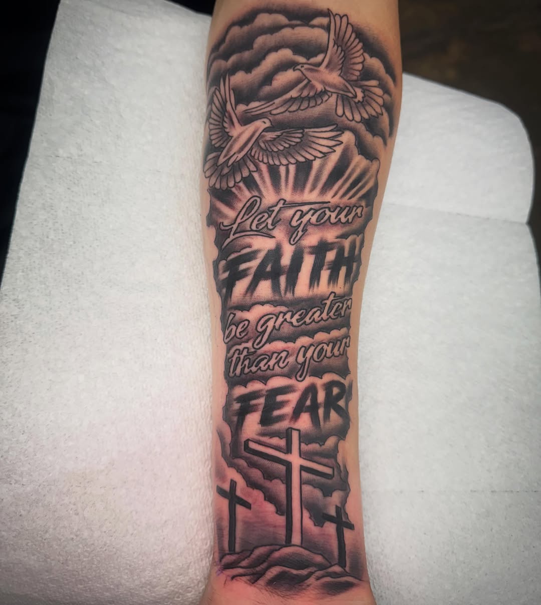 Tattoo by @junior_thetattooer — black_and_grey, lettering_script