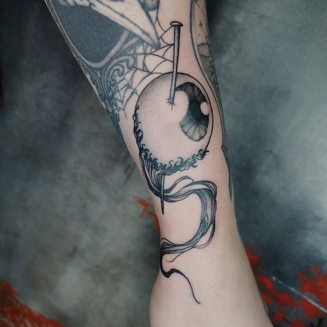 Tattoo by @paper.n.pins — black_and_grey, dark_realism
