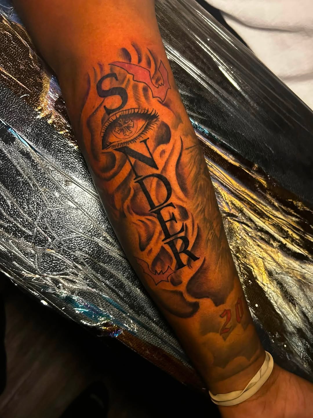 Tattoo by @bigtatt_daartist — lettering_script, illustrative