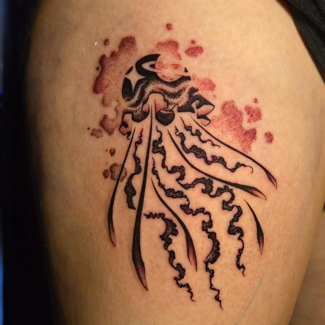 Tattoo by @crow.tooth — illustrative, dotwork