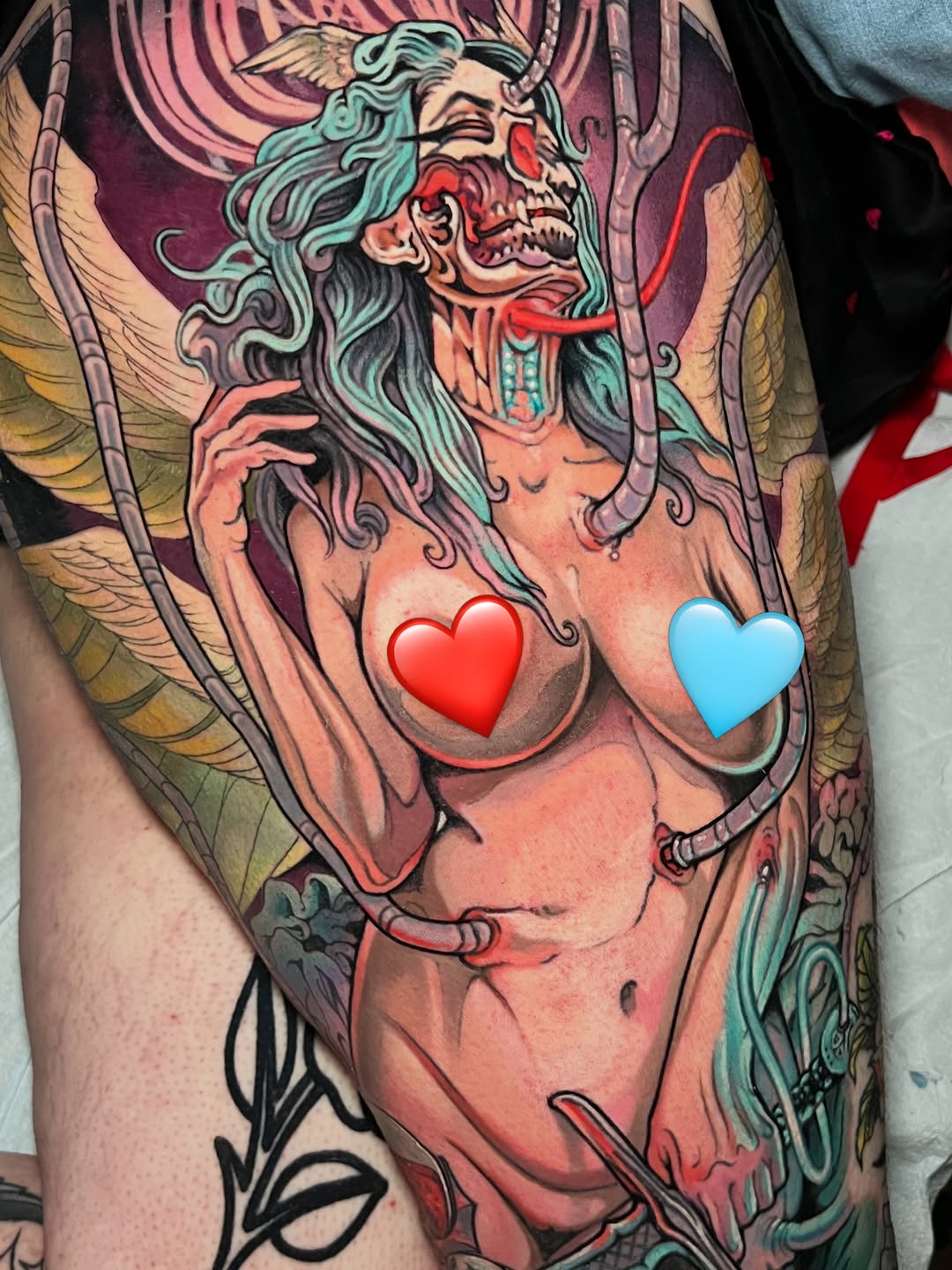 Tattoo by @fredd.chino.tattoos — dark_realism, trash_polka