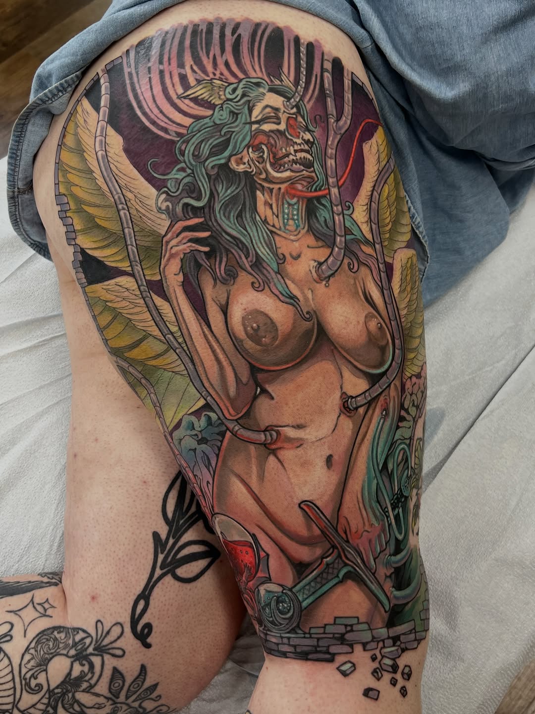 Tattoo by @fredd.chino.tattoos — dark_realism, trash_polka