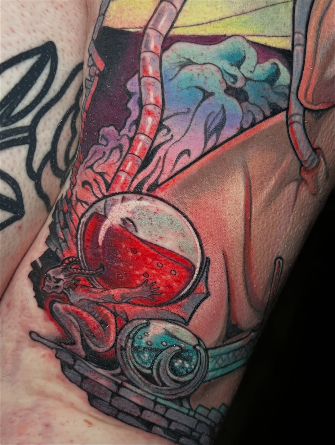 Tattoo by @fredd.chino.tattoos — dark_realism, trash_polka
