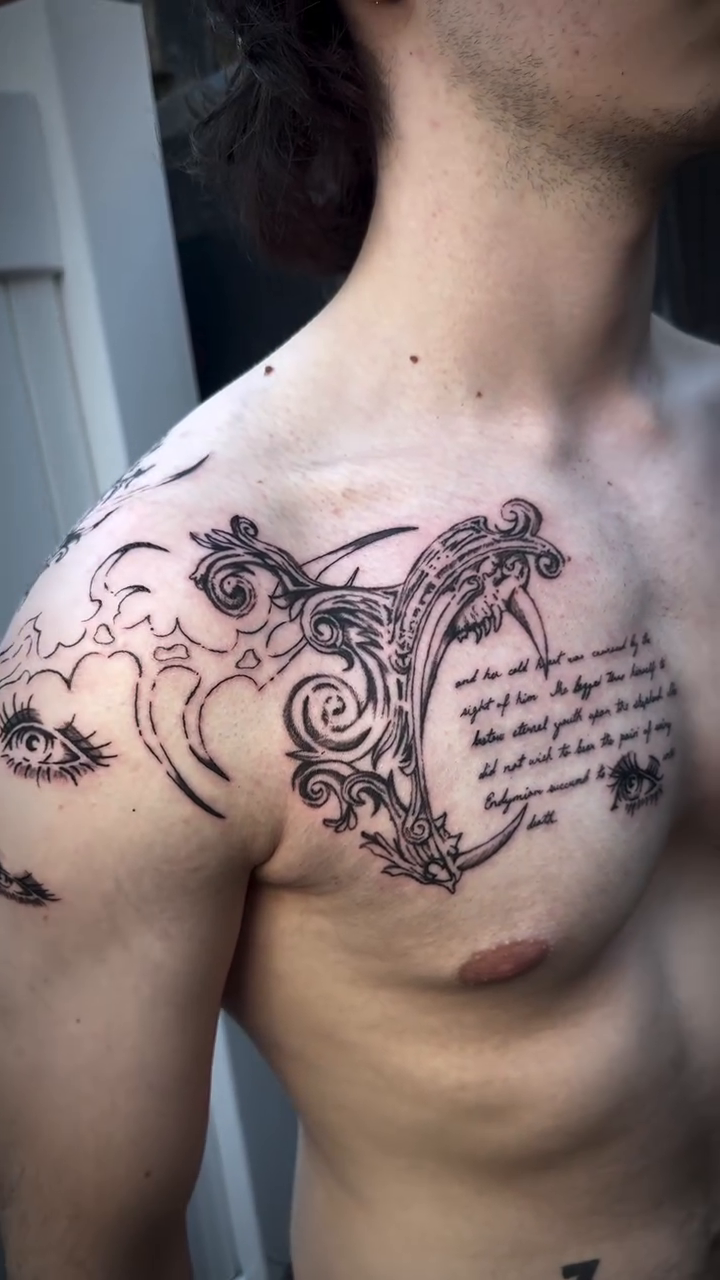 Tattoo by @devonlanetattoo — black_and_grey