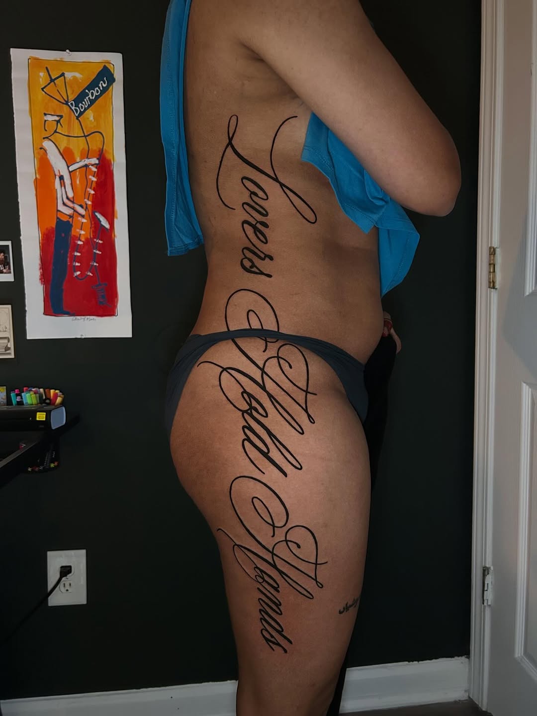 Tattoo by @kb_inkatl — lettering_script, fine_line