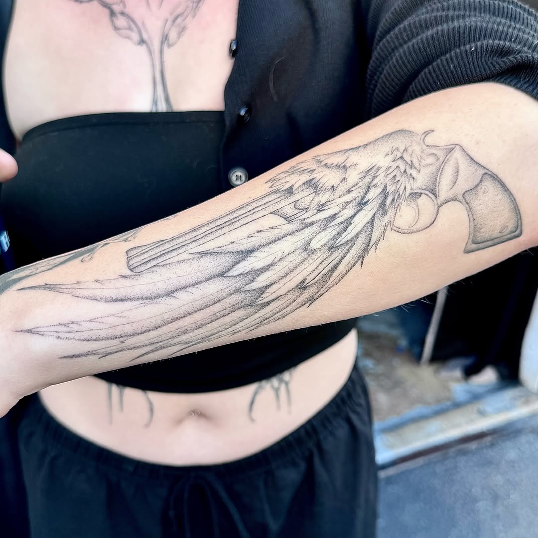 Tattoo by @glue.0000 — black_and_grey, dotwork