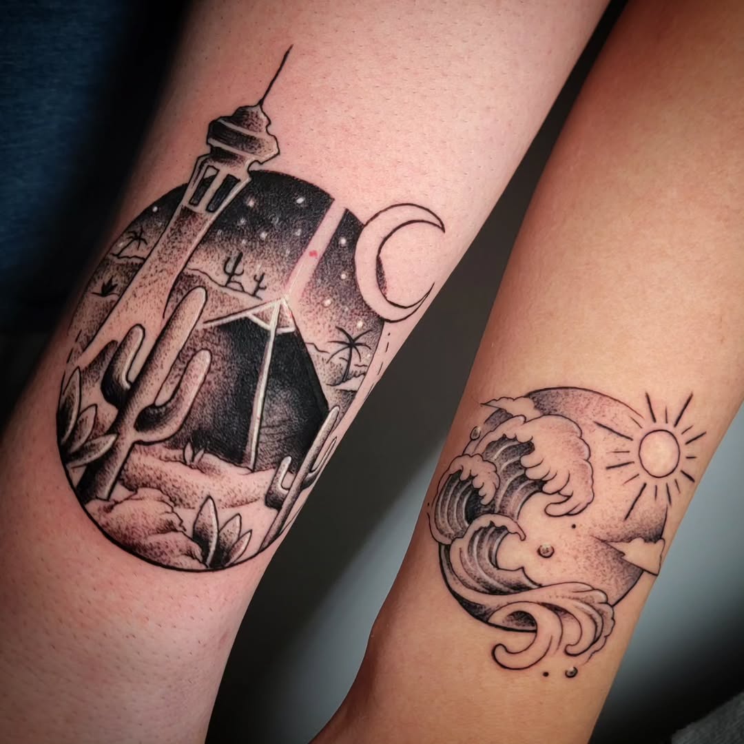 Tattoo by @suckafish_tattoos — illustrative, black_and_grey