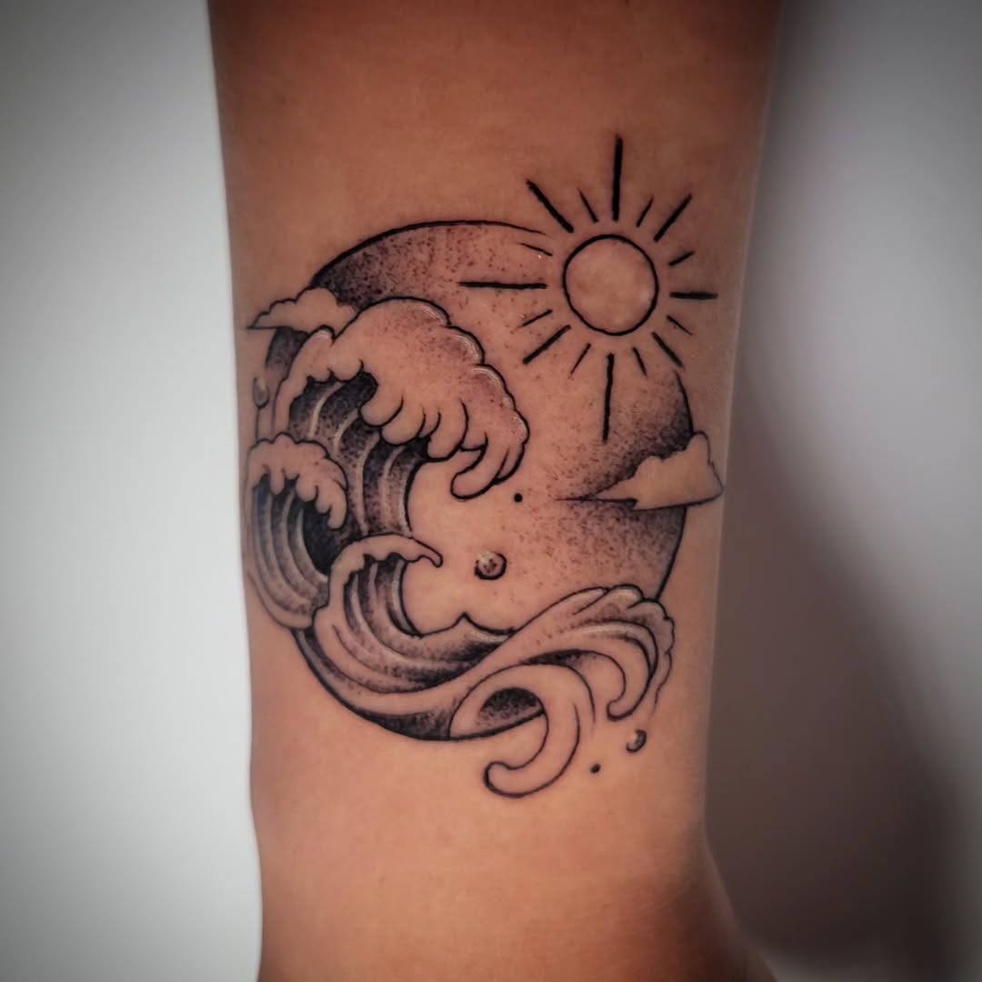 Tattoo by @suckafish_tattoos — illustrative, black_and_grey