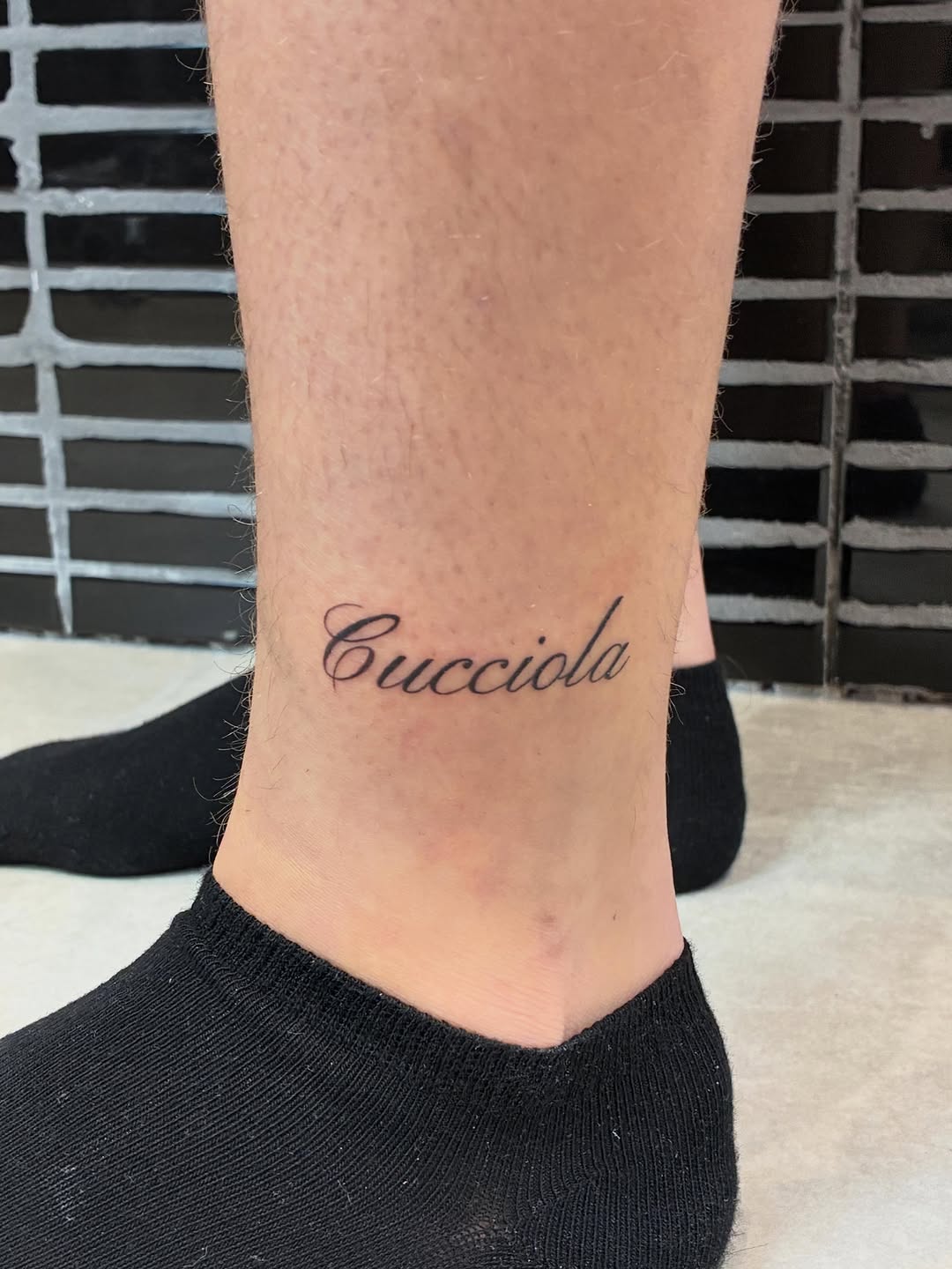 Tattoo by @sebastrussy โ lettering_script, fine_line