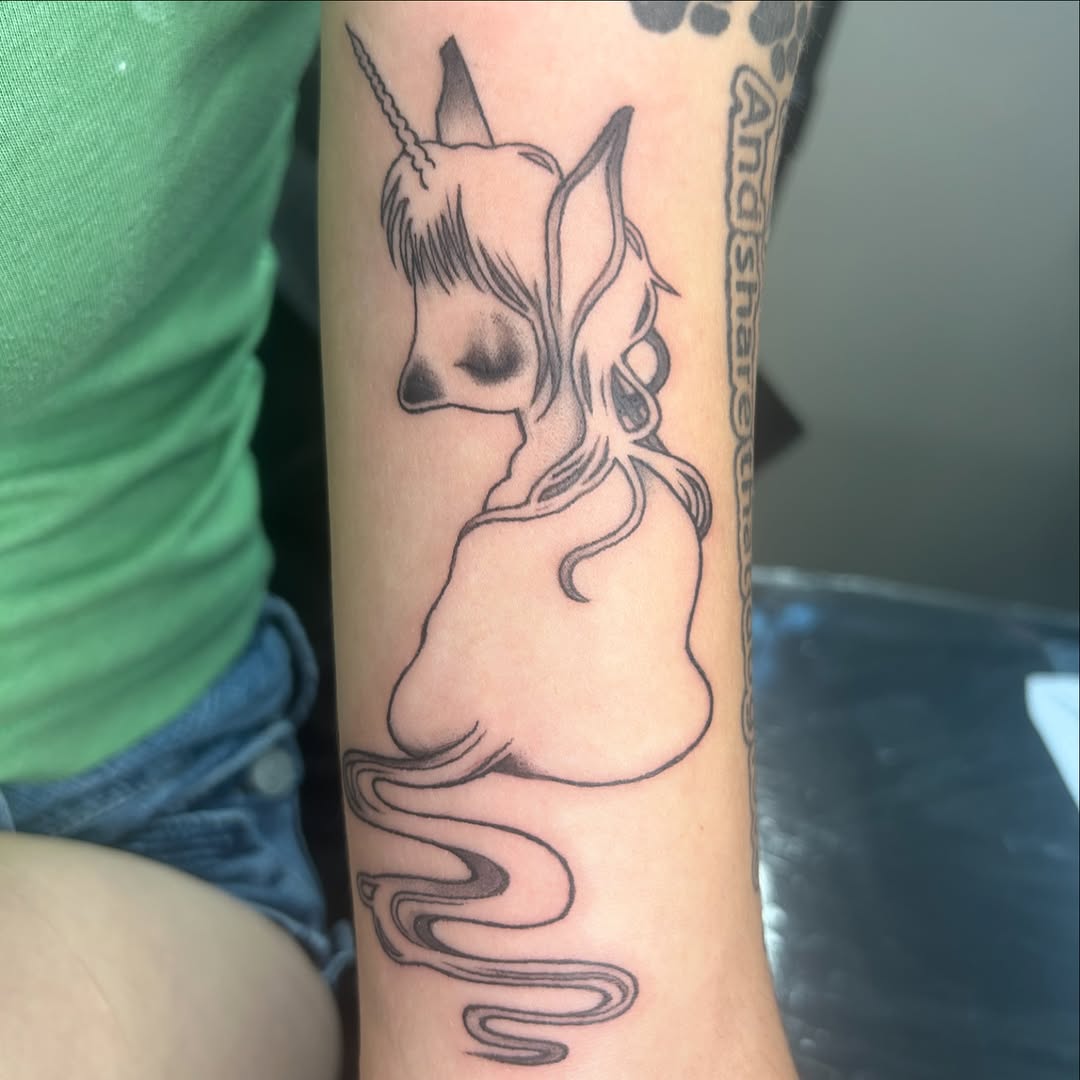 Tattoo by @furcoat444 — fine_line, black_and_grey
