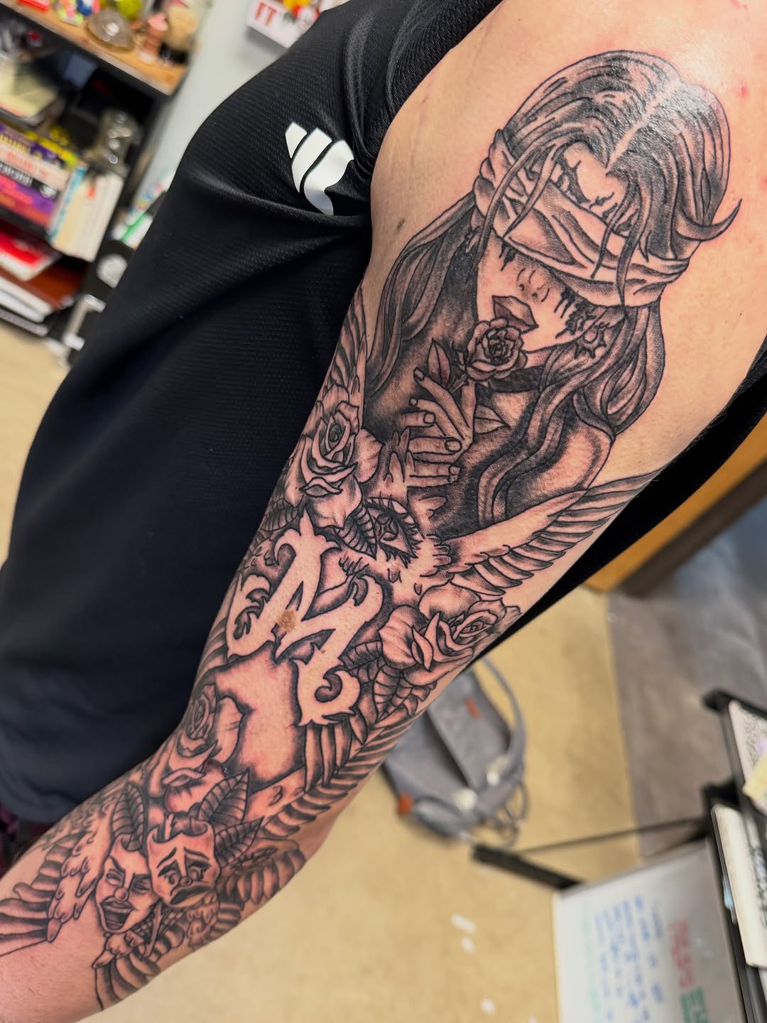 Tattoo by @inkedxberto — chicano, black_and_grey