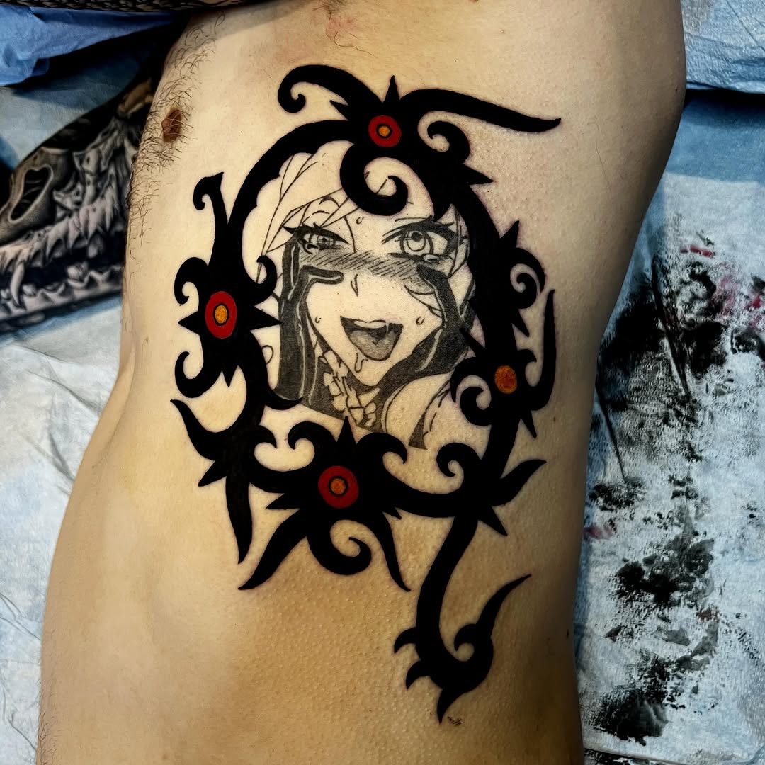 Tattoo by @joncrooktattoo โ anime, blackwork
