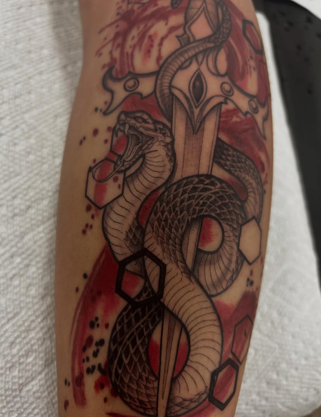 Tattoo by @mayhem_inkk — black_and_grey, trash_polka