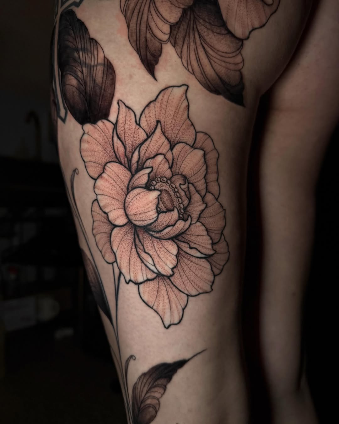 Tattoo by @lyssa_jtattoo — dotwork, black_and_grey