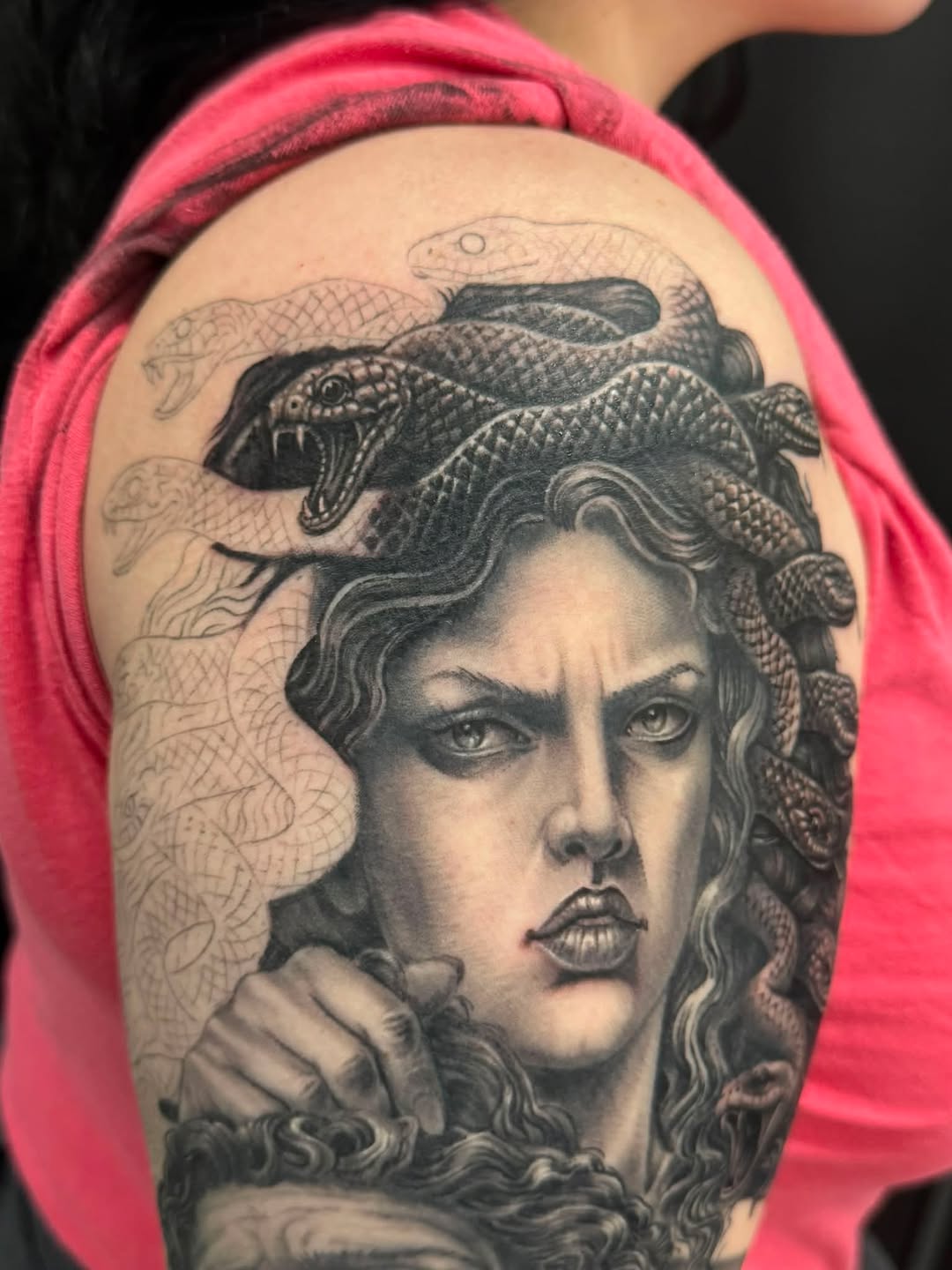 Tattoo by @kinghell73 — realism, black_and_grey