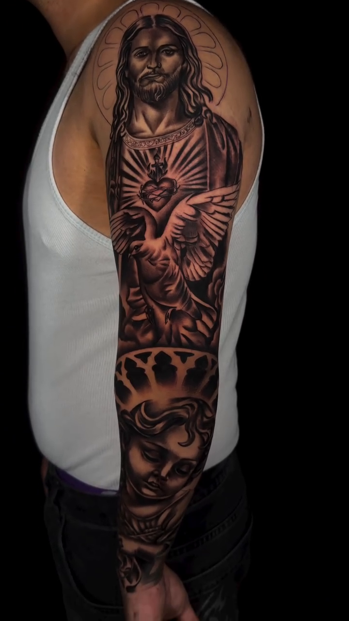 Tattoo by @aaron.tattoos — realism, black_and_grey