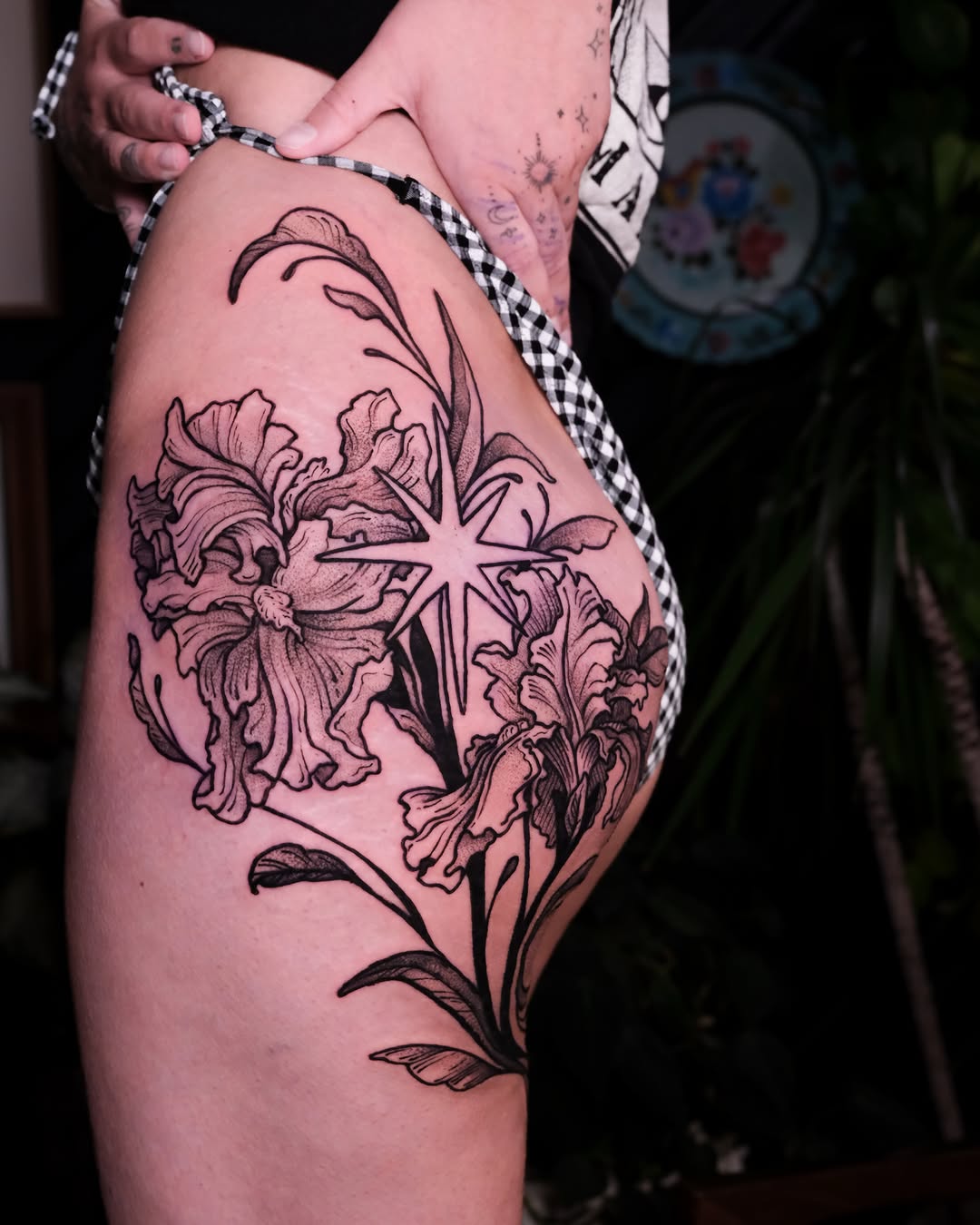 Tattoo by @fortytwojudges — black_and_grey, fine_line