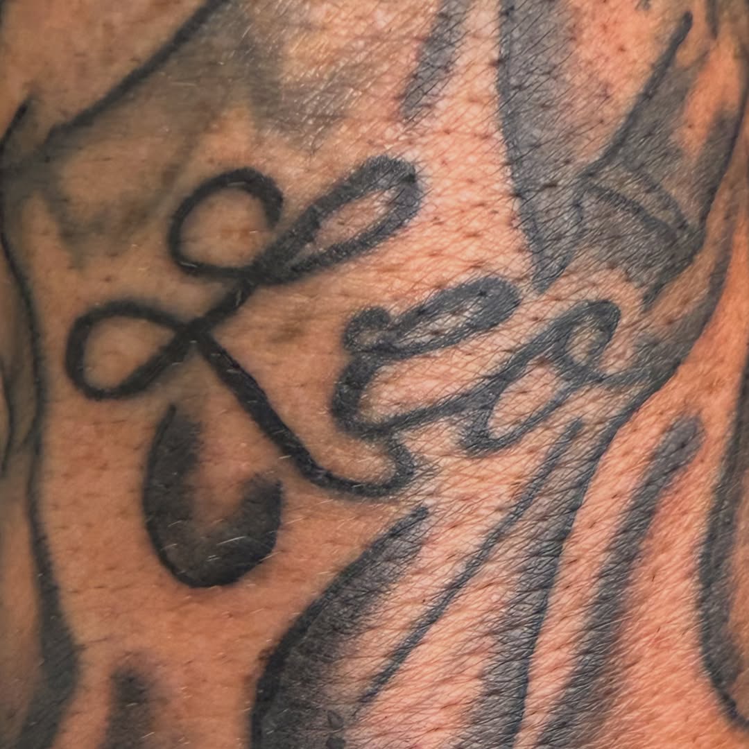 Tattoo by @lonewolftattoo415 — lettering_script, black_and_grey