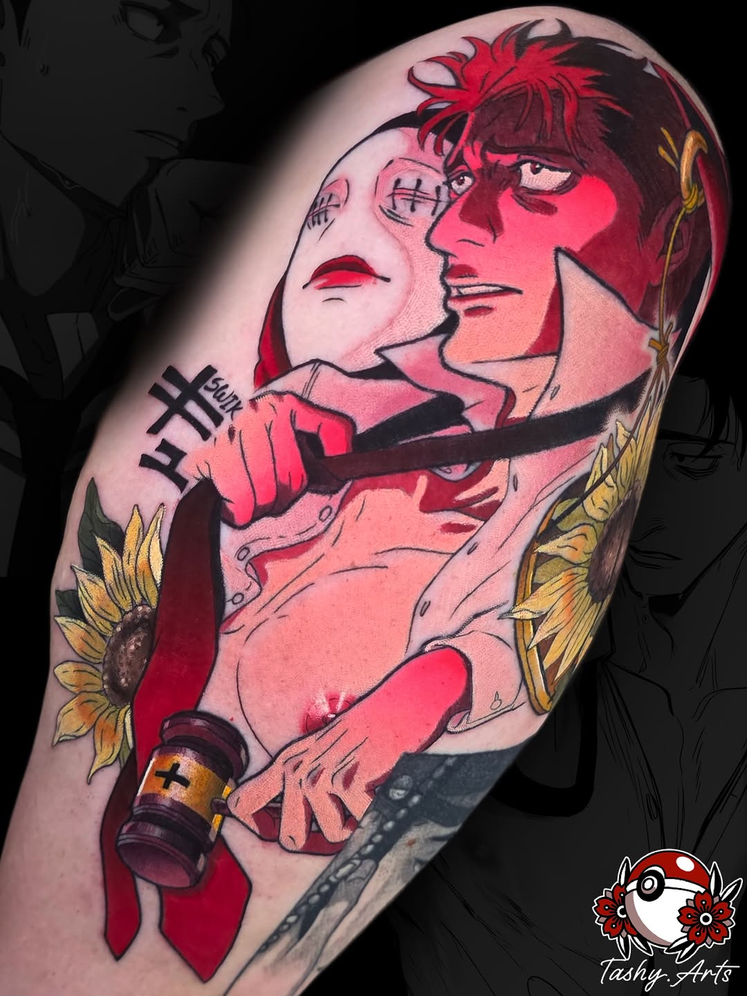 Tattoo by @tashy.arts — anime, trash_polka
