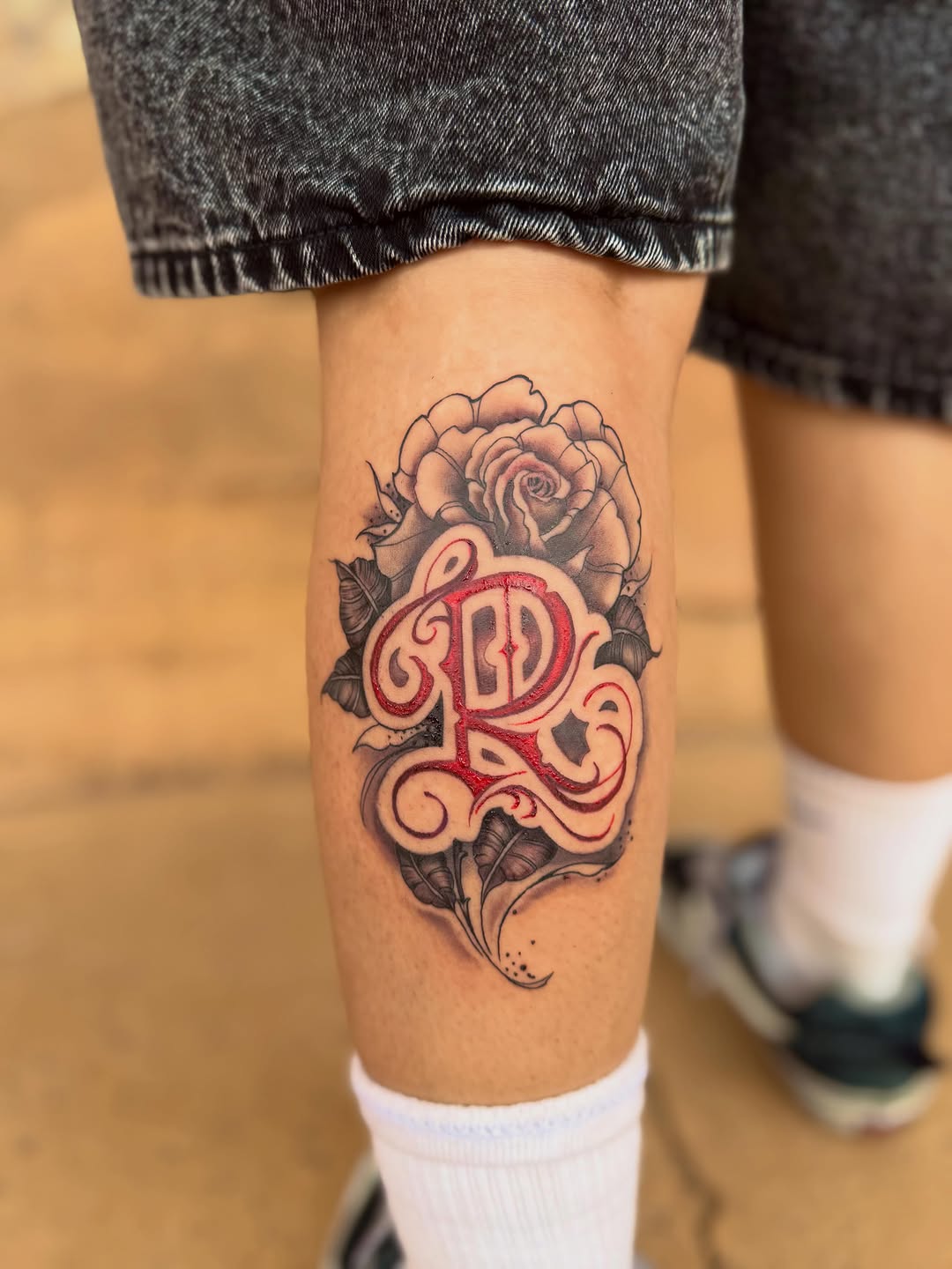 Tattoo by @jewels_inks โ lettering_script, black_and_grey