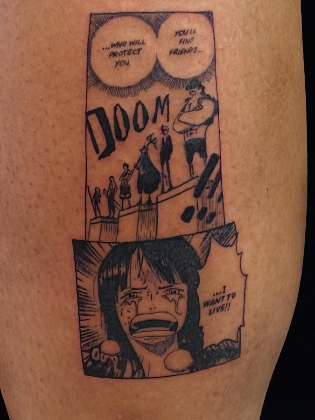 Tattoo by @tofuskintattoo β anime, black_and_grey