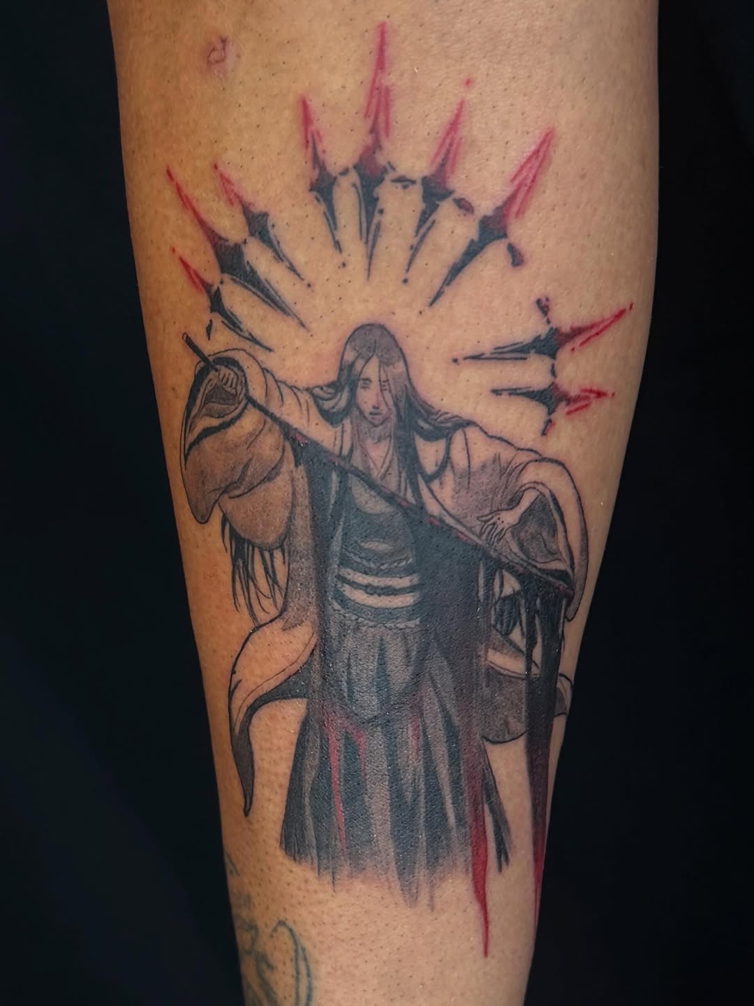 Tattoo by @tofuskintattoo β anime, black_and_grey