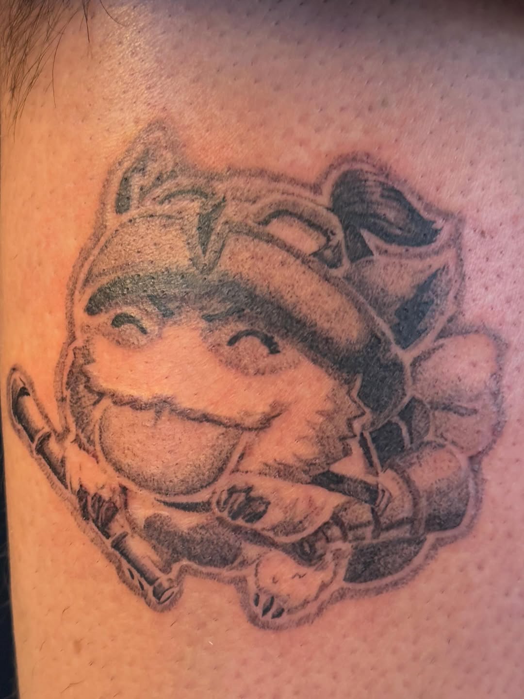 Tattoo by @tofuskintattoo β anime, black_and_grey