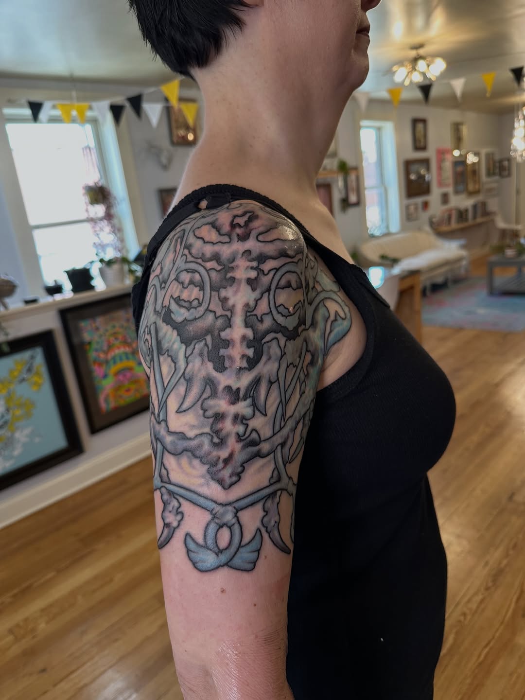 Tattoo by @electricunicorn — black_and_grey, ornamental