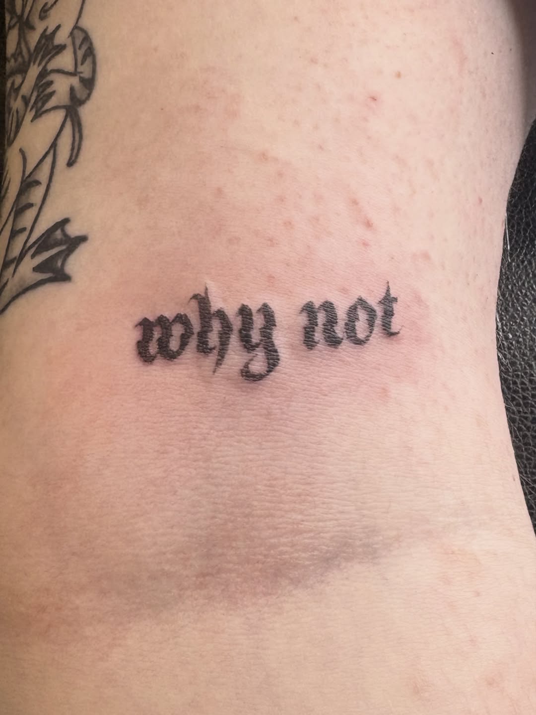Tattoo by @valentine_tats — lettering_script, blackwork