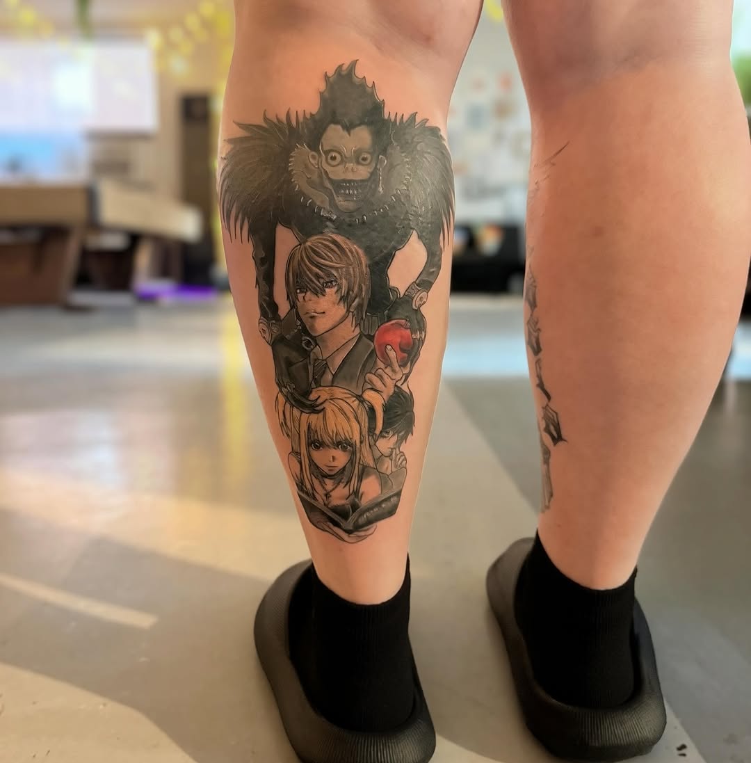 Tattoo by @akira.inkz — anime, black_and_grey