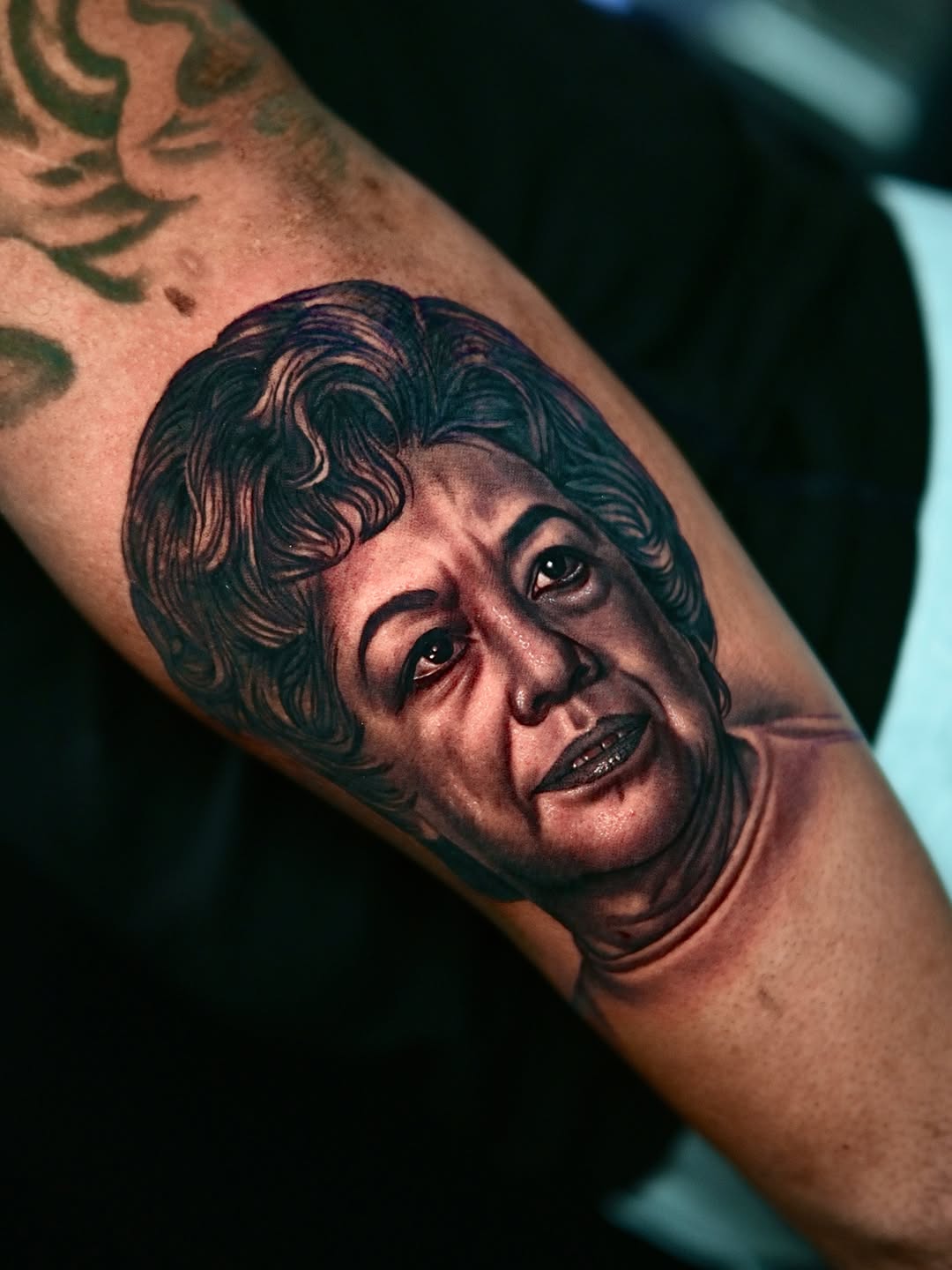 Tattoo by @blessed_ink23 β realism, black_and_grey